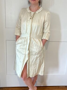 Eileen Fisher crushed silk tunic in ivory
